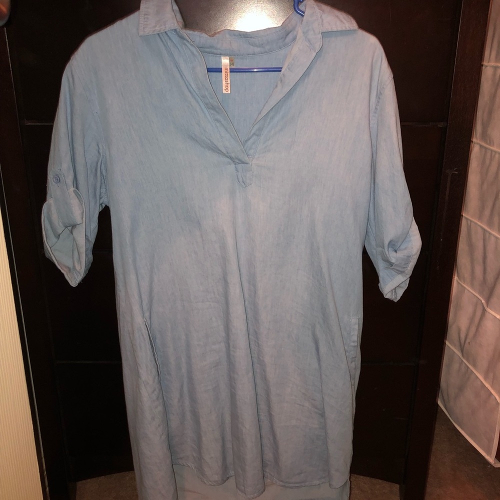 v neck denim dress